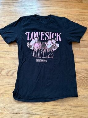 Lovesick Girls Graphic Tee - Black with Pink Print